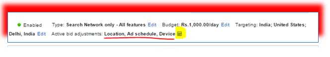 Adwords Bids Based on Device, Time and Location