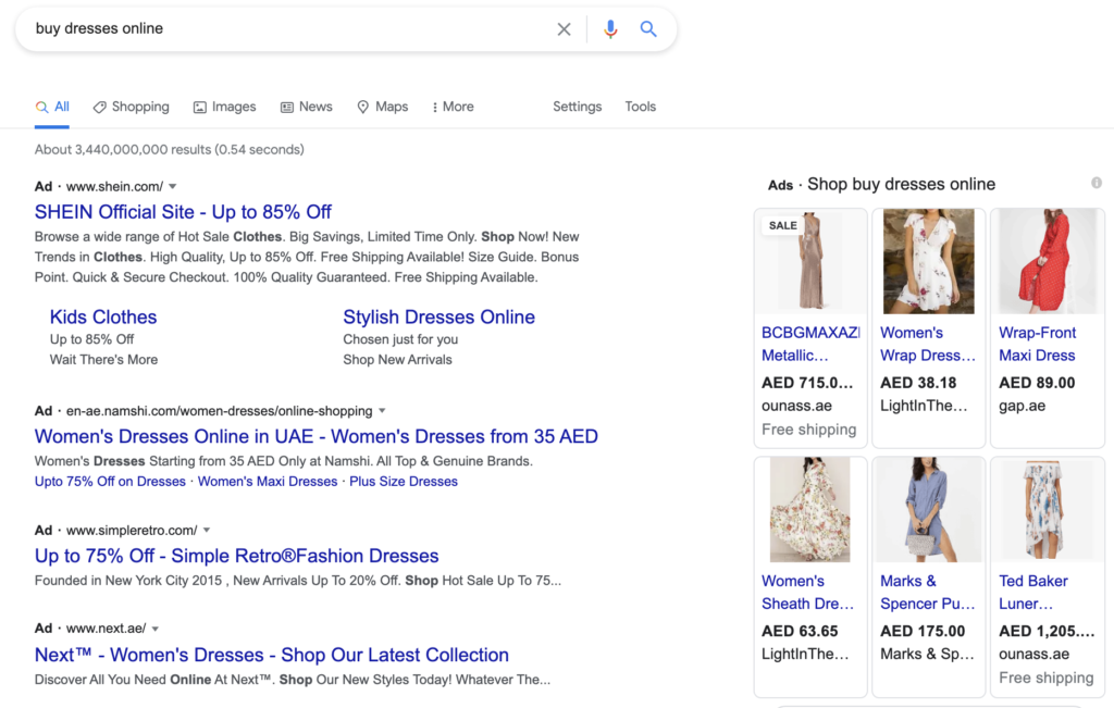 google online shopping ads dubai united arab emirates