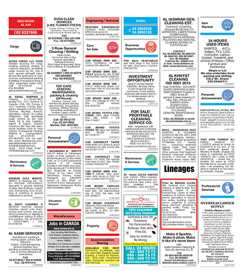 Classified Advertising Dubai